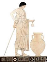 Logoet for Antiksamlingens projekt Pots, Potters, and Society in Ancient Greece. Motivet stammer fra den såkaldte Københavnermaler-vase som befinder sig i Nationalmuseets Antiksamling.